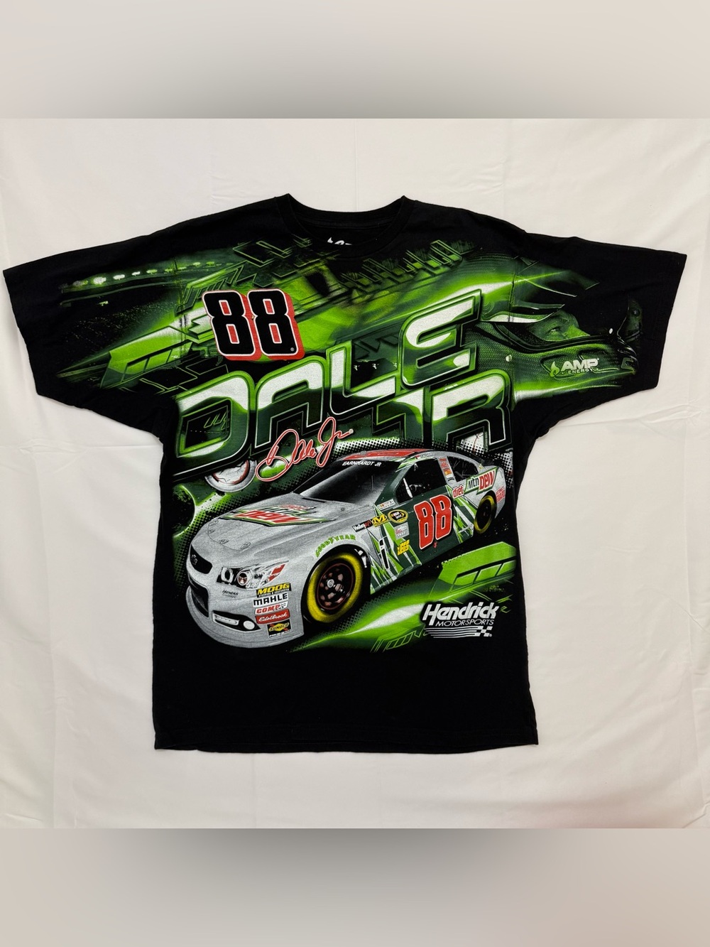 Chase Authentics Black Tee with Silver and Neon Green Logo National Guard XL